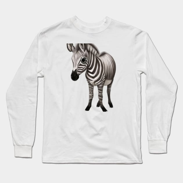 Cute Quagga Drawing Long Sleeve T-Shirt by Play Zoo